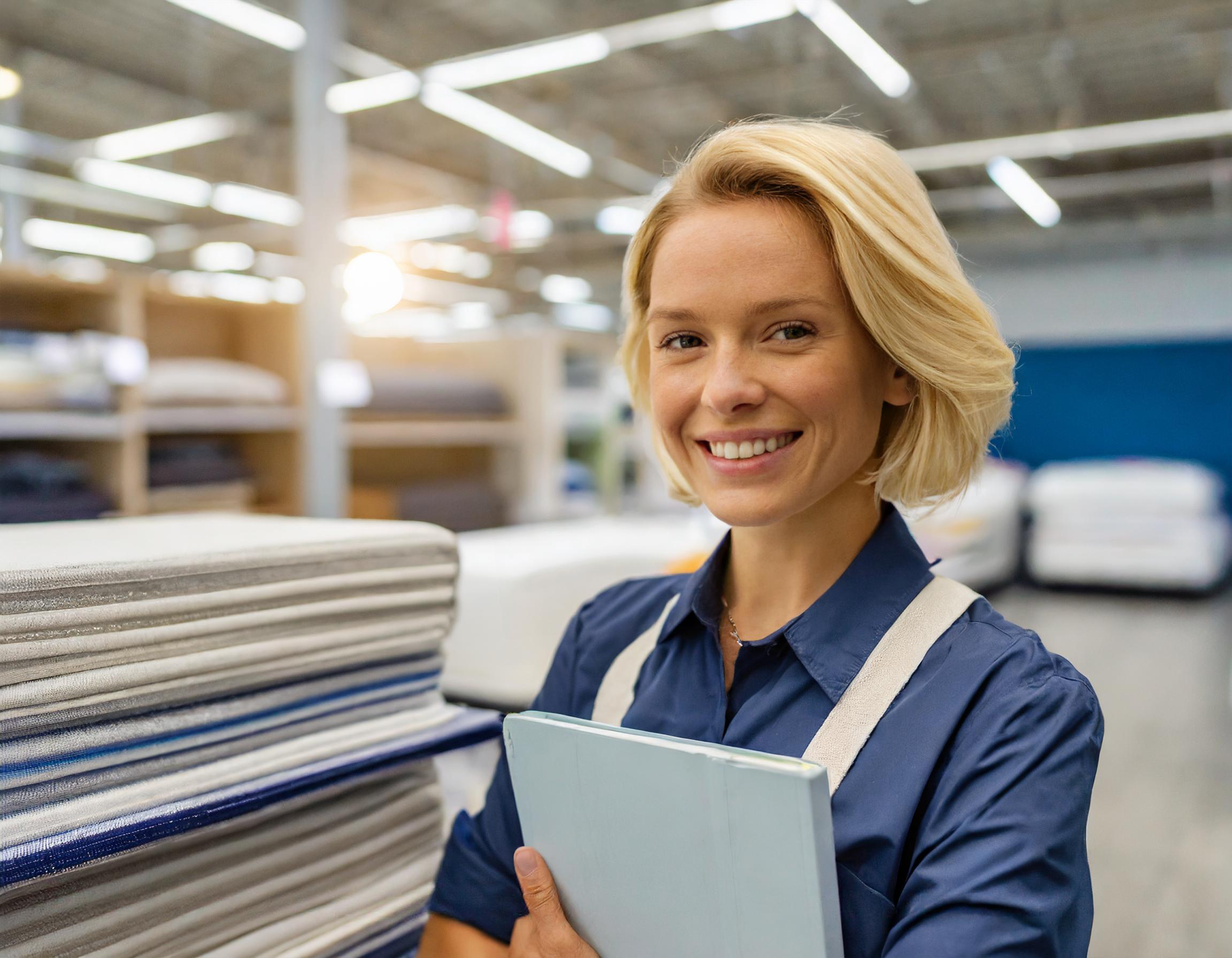 Frau lächelnd in einem professionellen Setting